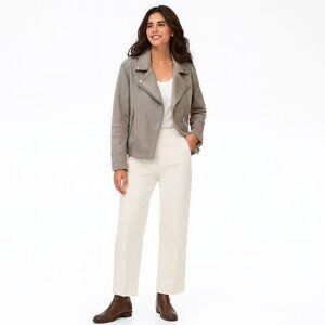 ZARA Gray Large Faux Suede Biker Jacket